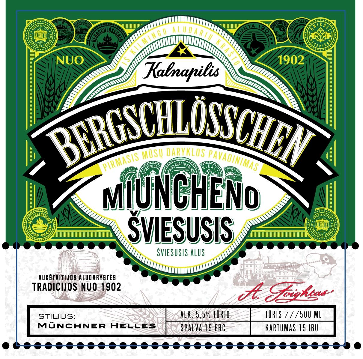 Prekės ženklas: Kalnapilis BERGSCHLOESSCHEN MIUNCHENO ŠVIESUSIS